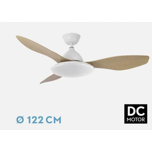 Ventilador Yael Motor DC Blanco Haya Led 72w