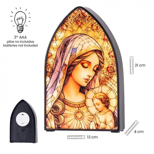 Virgen con Niño y Luz de 20 cm ojival [1]