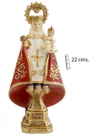 Virgen Covadonga manto Rojo 22 cm