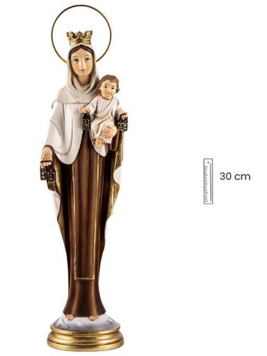 Virgen del Carmen Resina Policromada 30cm