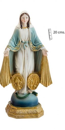 Virgen Milagrosa con Medallas de 20 cm 