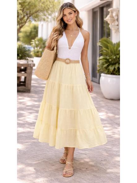 Falda larga amarilla fluida - estilo Ibiza