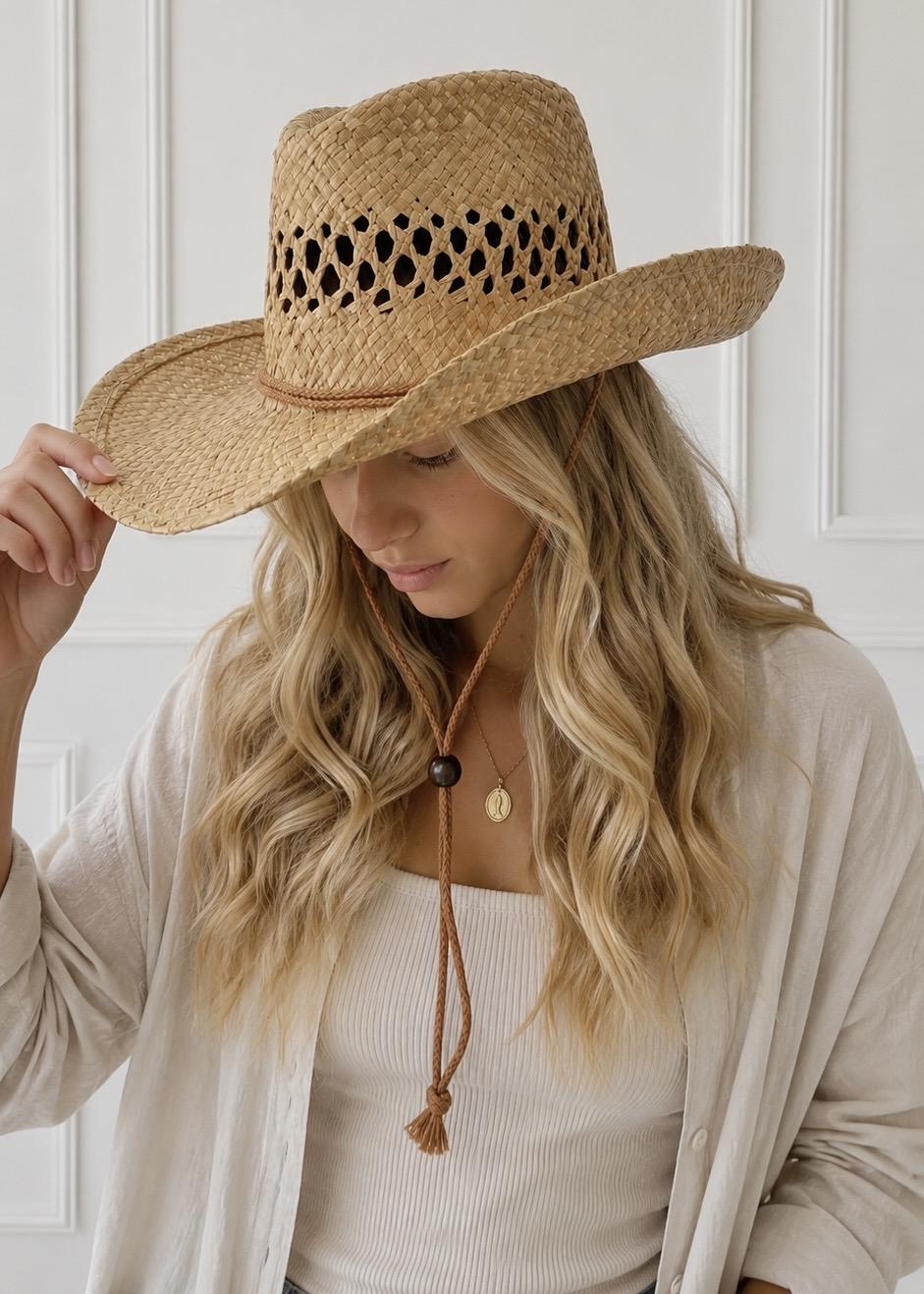 Sombrero boho rafia natural