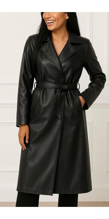 Abrigo en polipiel con forro en borreguito  negro  [0]