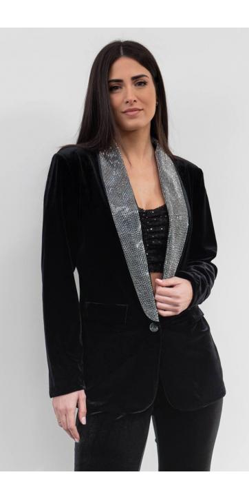 Blazer terciopelo solapa con strass