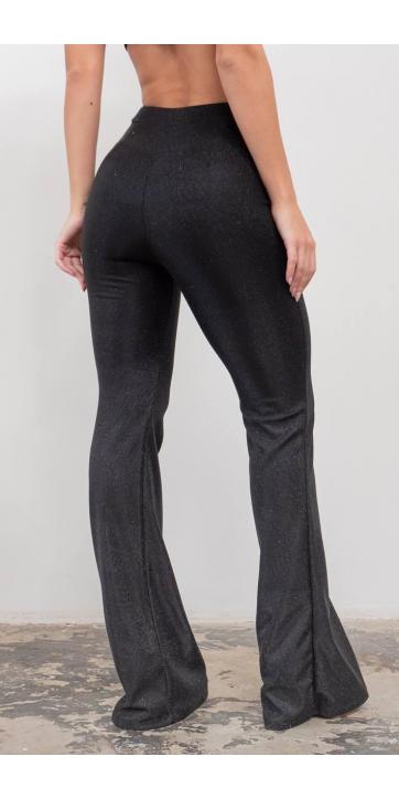 Pantalón campana glitter negro  [1]