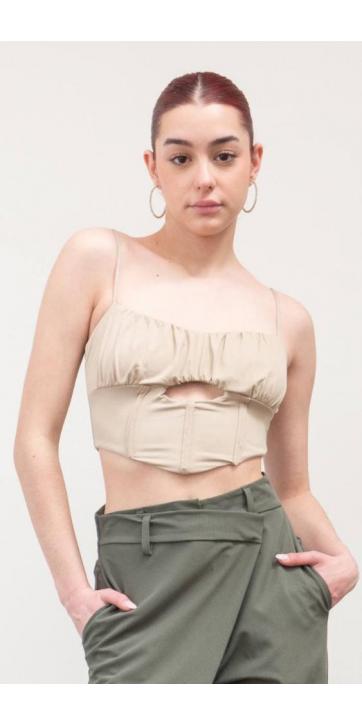 Top corset cut out beige 