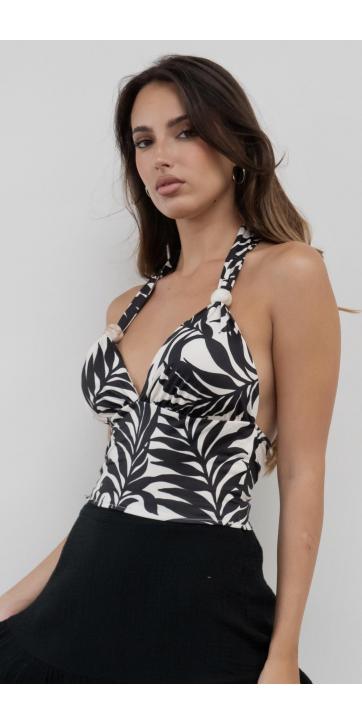 Top atado cuello estampado   [2]