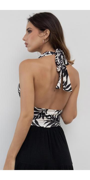 Top atado cuello estampado   [3]