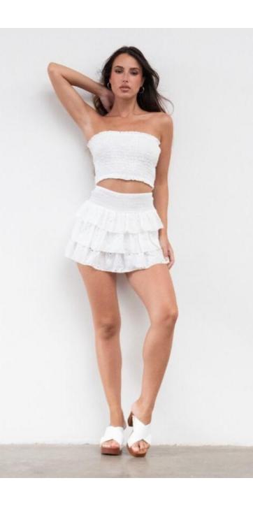Falda pantalón mini blanca 