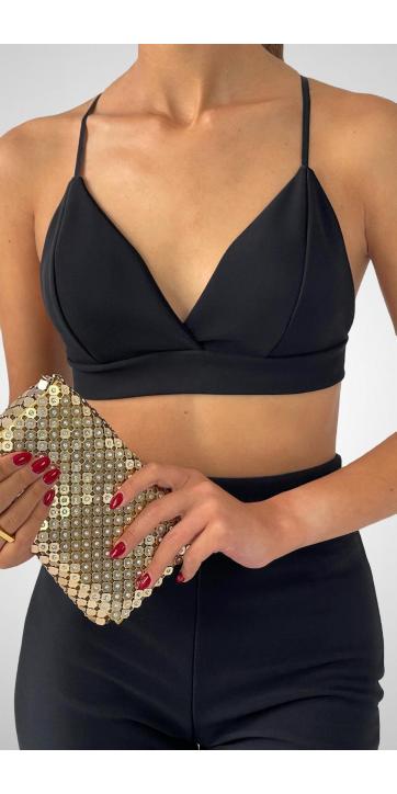 Bralette con tiras finas ajustables negro