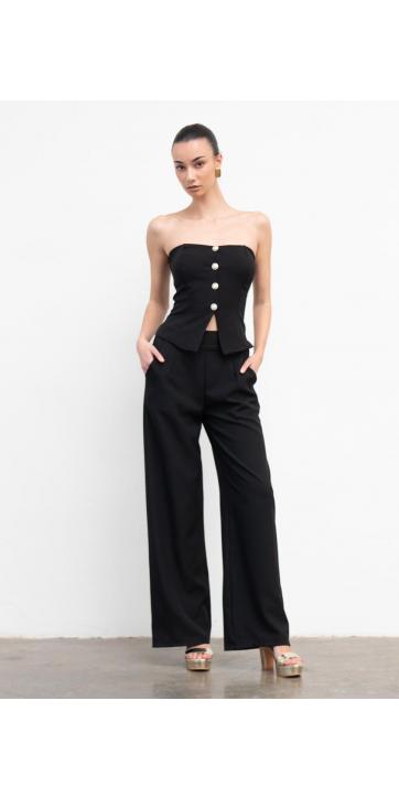 Conjunto de dos piezas corpiño y pantalón elegante para mujer, ideal para eventos especiales." [1]