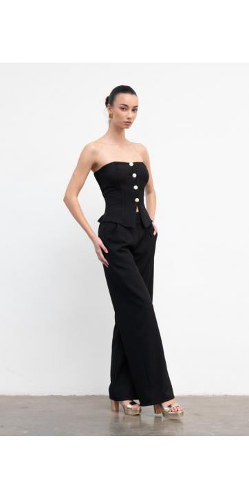 Conjunto de dos piezas corpiño y pantalón elegante para mujer, ideal para eventos especiales." [3]