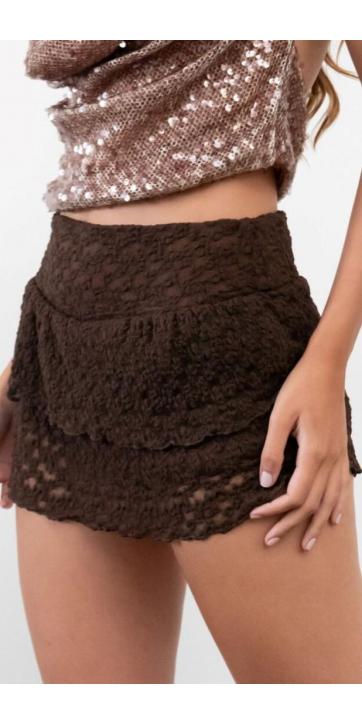 Falda pantalón  mini blonda   marrón  [2]