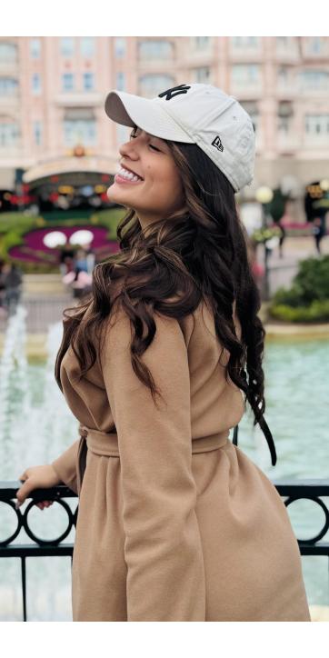 Abrigo largo camel para mujer