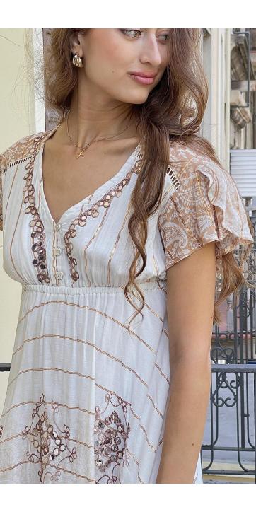 Vestido boho corto marfil  [4]