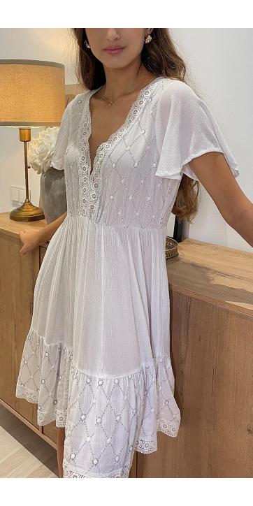 Vestido corto boho blanco Ibiza 