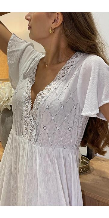 Vestido corto boho blanco Ibiza  [3]