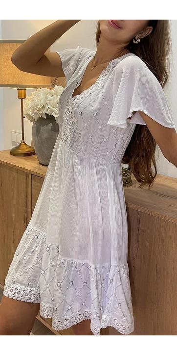 Vestido corto boho blanco Ibiza  [1]