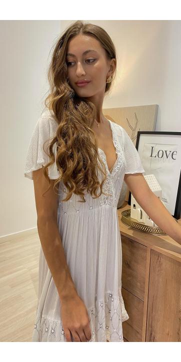 Vestido corto boho blanco Ibiza  [2]