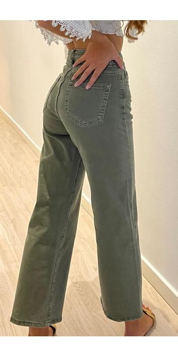 Pantalón denim campana kaki [1]