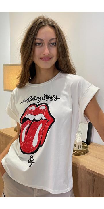 Camiseta blanca estampado Rolling Stones 