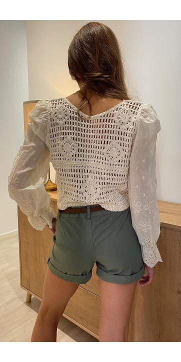 Blusa bordada encaje beige  [3]