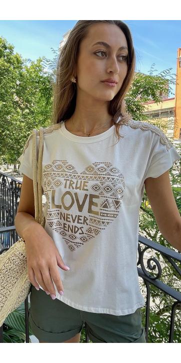 Camiseta estampado true love corazón  [5]