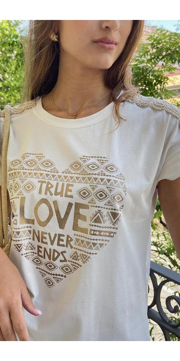 Camiseta estampado true love corazón  [3]