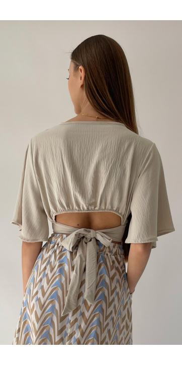 Blusa pecho cruzado beige  [2]