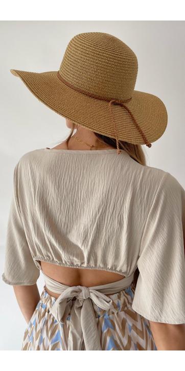 Blusa pecho cruzado beige  [3]