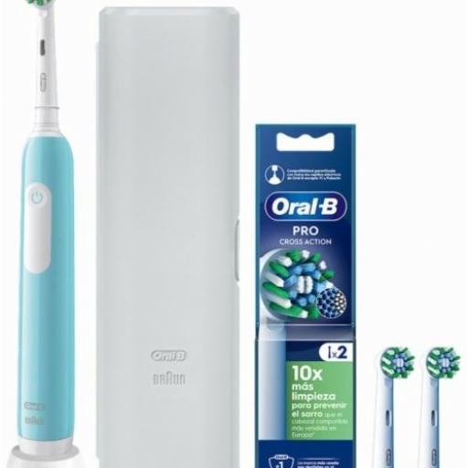 CEPILLO BRAUN ORAL B PRO 1 TURQUESA + FUNDA DE VIAJE + 2CT REFILL CROSS ACTION REGALO PRO1TURQUESAPACK