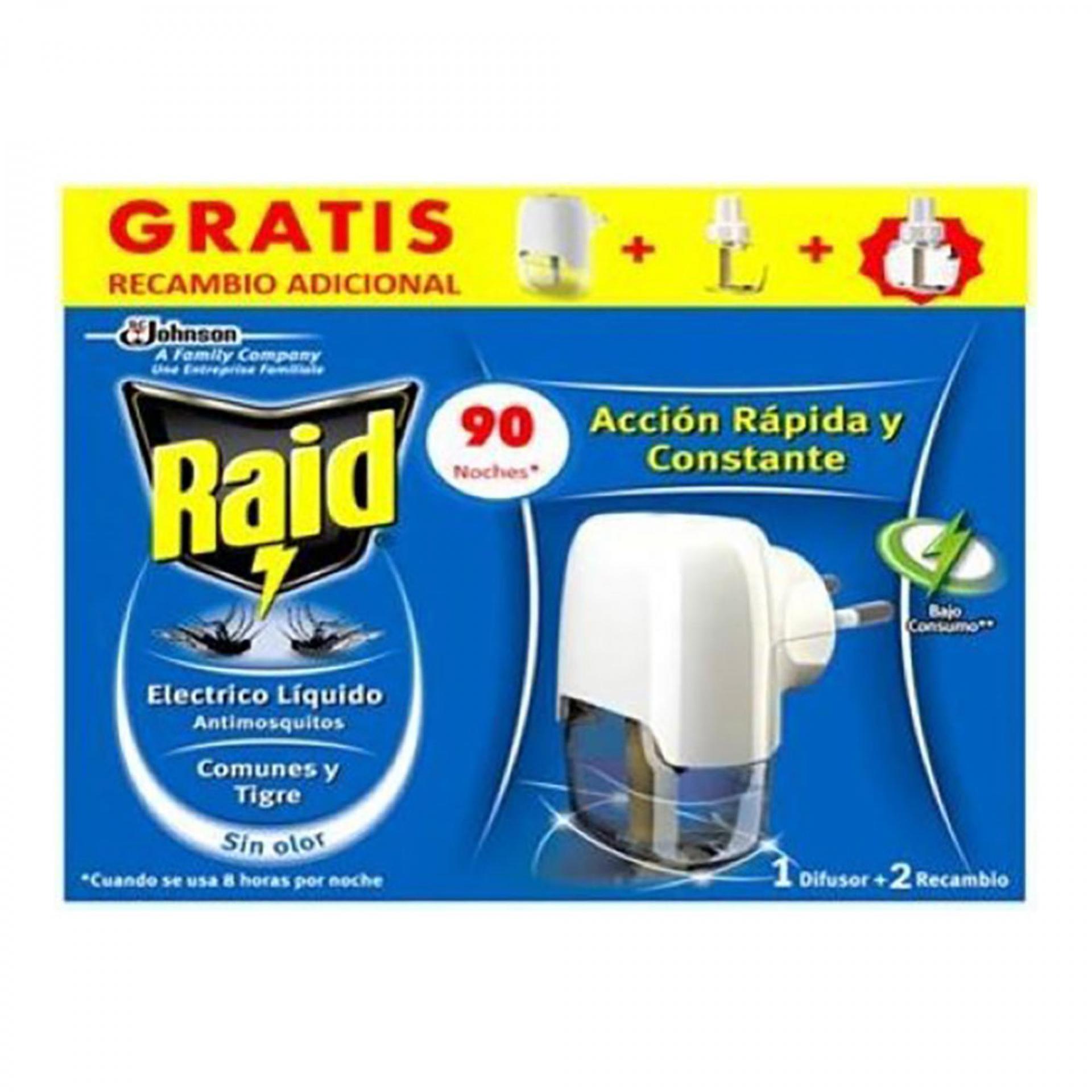 RAID Filtrar por marca APARATO DIFUSOR LÍQUIDO ANTIMOSQUITO + 2 RECAMBIOS DE 45 NOCHES