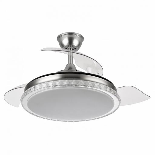 Ventilador Biliku 72w 6120lm Niquel 3asp.desp.108d 3000-4000-6000k Remoto, Memoria Y Temporizador