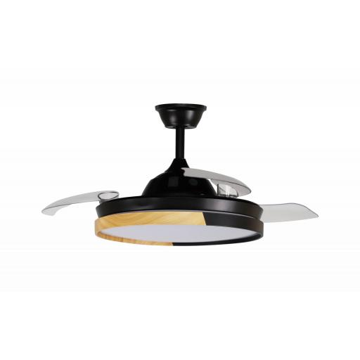 Ventilador Dc Emperador 72w Negro/haya 3aspas Desplegables 108d 7200lm 3000-4000-6000k Remoto+ Memoria+ Temporizador [1]