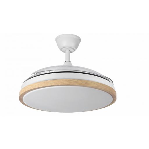 Ventilador Dc Evros 72w 6120lm Blanco/haya 107d 3asp.despegables 3000-4000-6000k Remoto+reg.intensidad+temporizador+memoria [1]