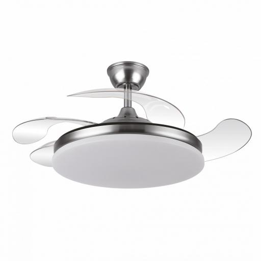 	Ventilador Dc Tridente 59w Niquel 4aspas Desp.107d 6980lm Reg.intensidad Remoto+temporizador+memoria 3000-4000-6000k