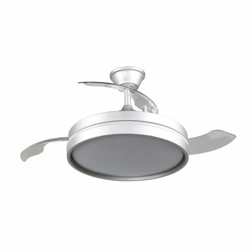 Ventilador Dc Mandarin Plata 72w 3aspas 108d Reg.intensidad 7200lm 3000-4000-6500k Remoto+memoria+temporizador
