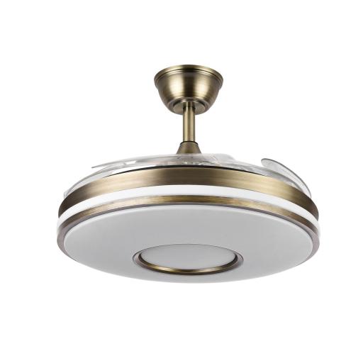 Ventilador Dani 59w 6980lm Cuero 4 Aspas Desplegables 107d 3000-4000-6000k Remoto, Reg.Intensidad, Memor. Y Tempor. 24