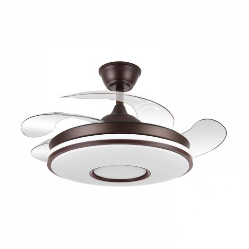 Ventilador Dc Dani 59w 6980lm Marron 4 Aspas desp.107d 3000-4000-6000k Remoto, Reg.intensidad, Memoria Y Temporizador