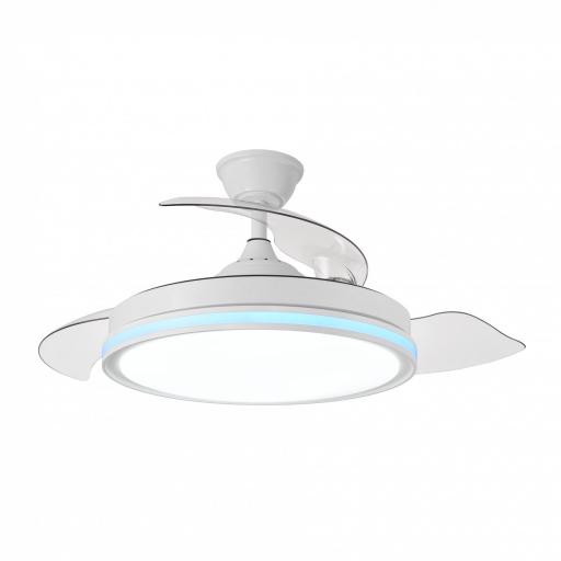 Ventilador Dc 59+7w Cacique Blanco 3asp 107d 6980l 3000-4500-6500k+rgb Remo+r.int+memo+temp