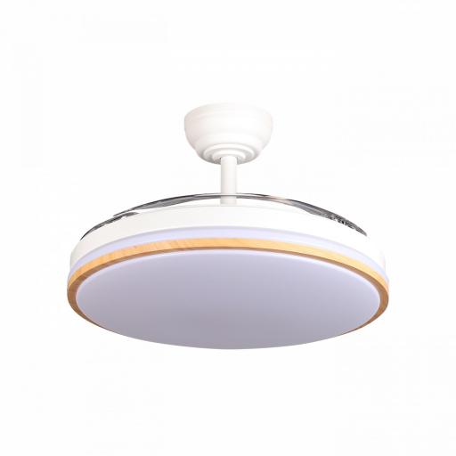 Ventilador Dc Relampago 60w Blanco/haya 3asp.107d 6980 Lm 36x48/107cm 3col.remoto+memoria+temporizador+reg.intensidad