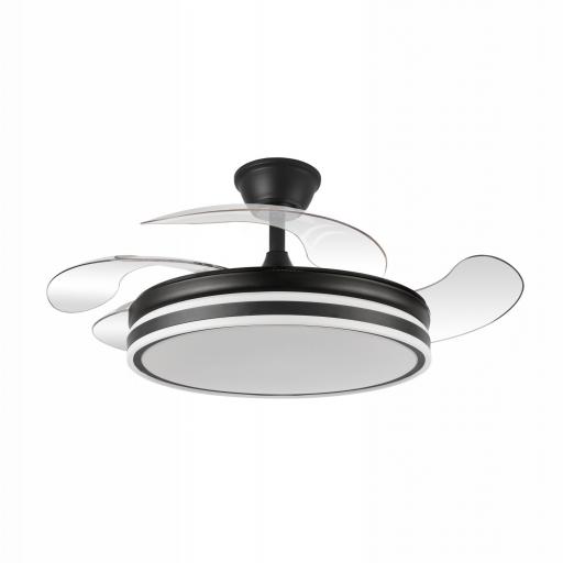 Ventilador Bayomo 59w 6980lm Negro 4 Aspas Desp. 34,5/42x50/107d.3 Color. Motor Dc..remoto+Reg.Intensidad