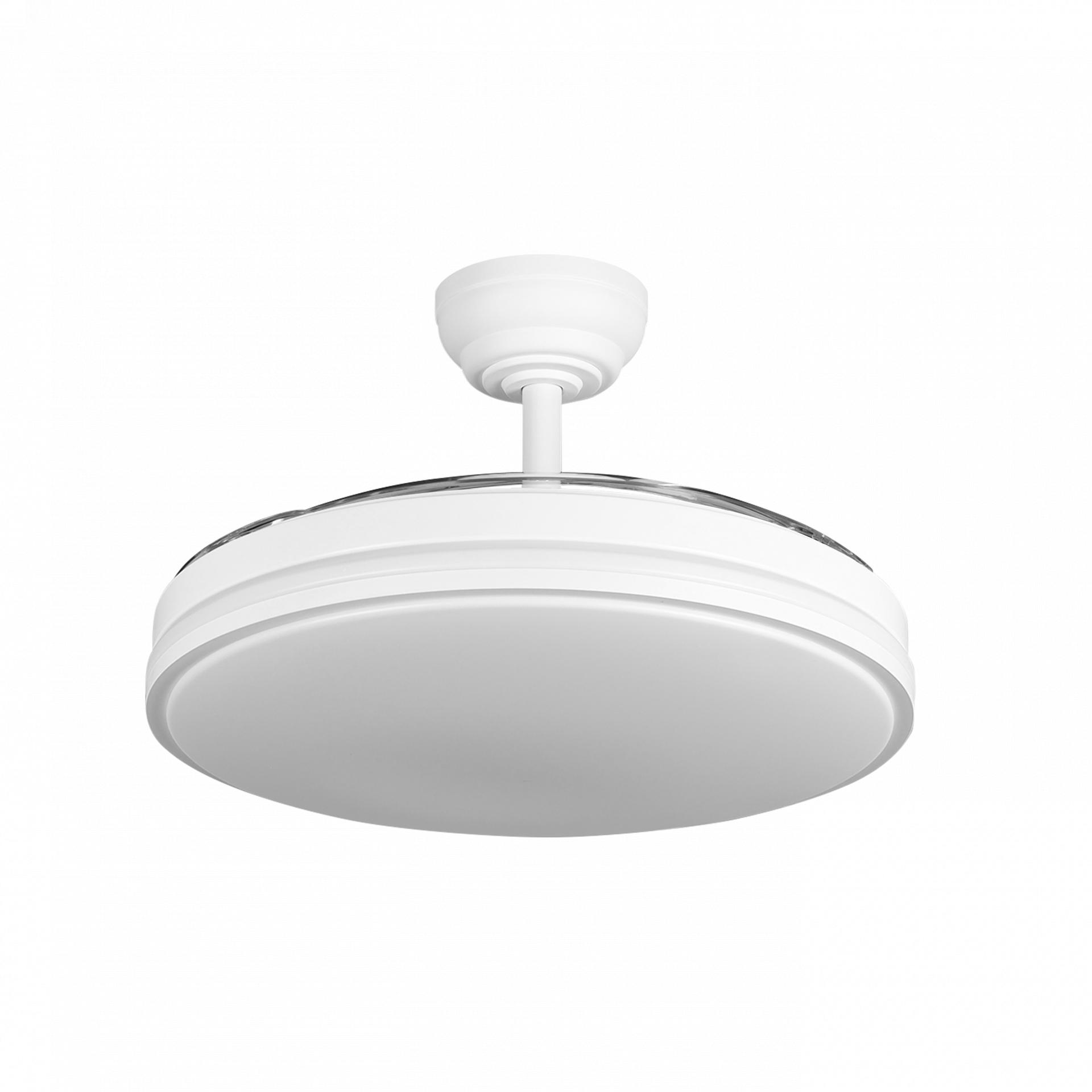 Ventilador Dc Parlatore 60w Blanco 3aspas Control X Voz 107d 6980lm 3col.remoto+reg.intensidad+temporizador+memoria