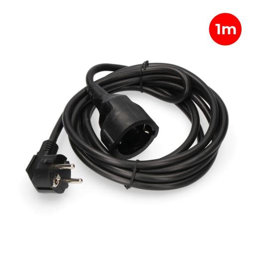 EDM PROLONGADOR CON 1 TOMA 2P+T 16A 250V~ 1 m DE CABLE H05VV-F 3G1,5mm², NEGRO