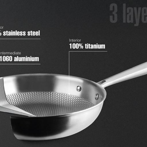 SARTEN LACOR 28CM ACERO INOXIDABLE 3 CAPAS TITANIUM PURO INDUCCION APTO PARA EL HORNO (HASTA 260º) Y LAVAVAJILLAS.