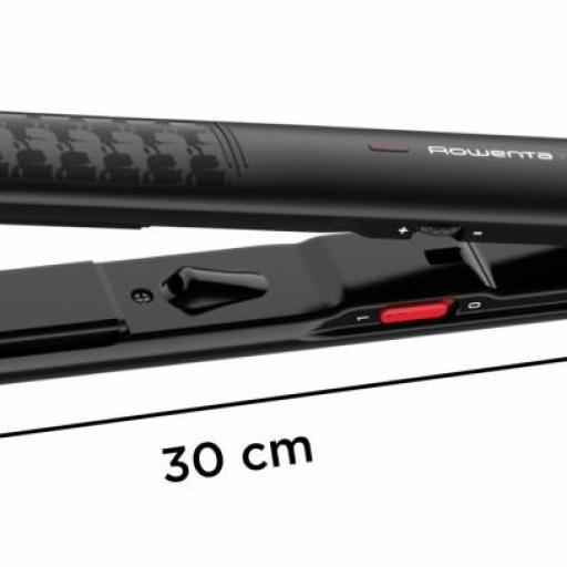 Plancha de pelo - Rowenta x Karl Lagerfeld Optiliss  Revestimiento Keratin & Glow, 10 temperaturas, Hasta 230 °C, Negro y rojo [1]