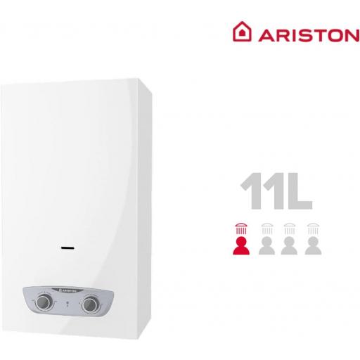  Calentador de Agua Butano Ariston 11L/min Calentador Gas Butano y Propano Atmosférico Regulación Mecánica 25.5x31x61 Fabricado para Instalación España, [1]
