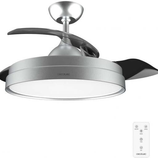  Ventilador de Techo con Aspas Retráctites Cecotec 40 W, Diámetro 42" (106cm), Temporizador, 3 Tonos de Luz, Función Verano-Invierno [Clase de eficiencia energética E]