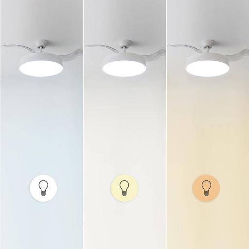 Ventilador de Techo con Aspas Retráctites Cecotec y Lámpara . 40 W, Diámetro 42" (106cm), Temporizador, 3 Tonos de Luz, Función Verano-Invierno [2]